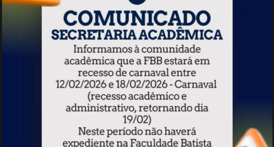 COMUNICADO DA SECRETARIA ACADÊMICA